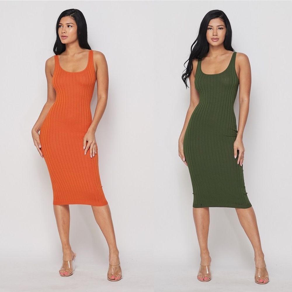RIBBED TANK MIDI DRESS